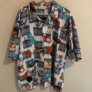 Men's barbecue Pattern picnic print shirt Cook Out Hawaiian Shirt Size xl